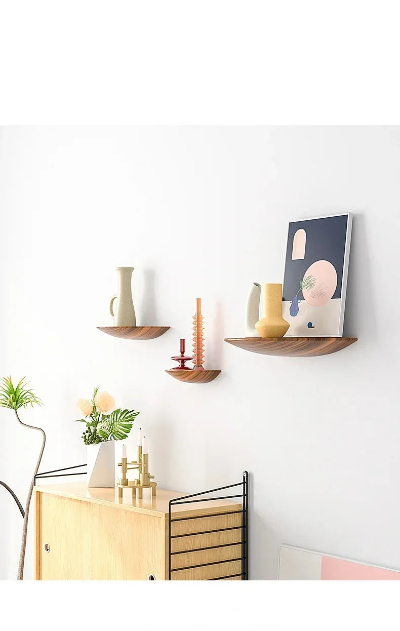 Half-Moon Wooden Wall Shelf