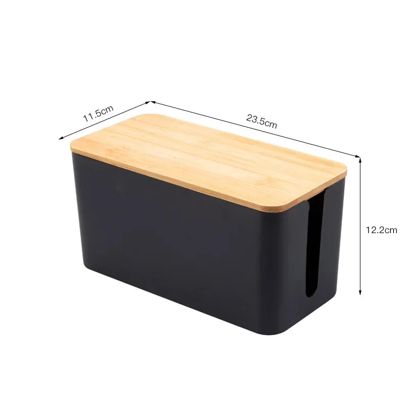Bamboo-Lid Cable Management Box