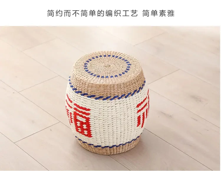 Tight Weave Sofa Seat Sturdy Sitting Stool Pine Shoe Changing Bench High Load-bearing Small Stools Suitable for Living Room
