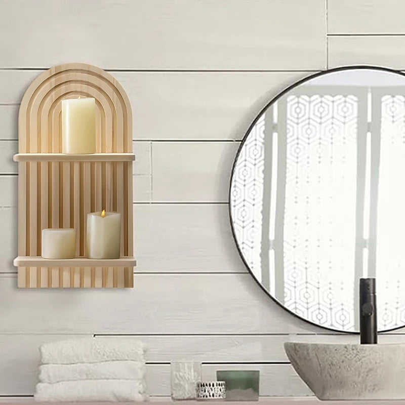 Bohemian Arch Wooden Wall Shelf