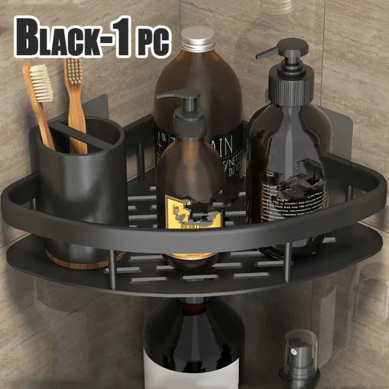 No-Drill Aluminium Bathroom Shelf – Shampoo & Makeup Organizer