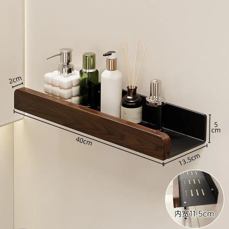 Walnut Wall-Mounted Toilet & Sink Rack