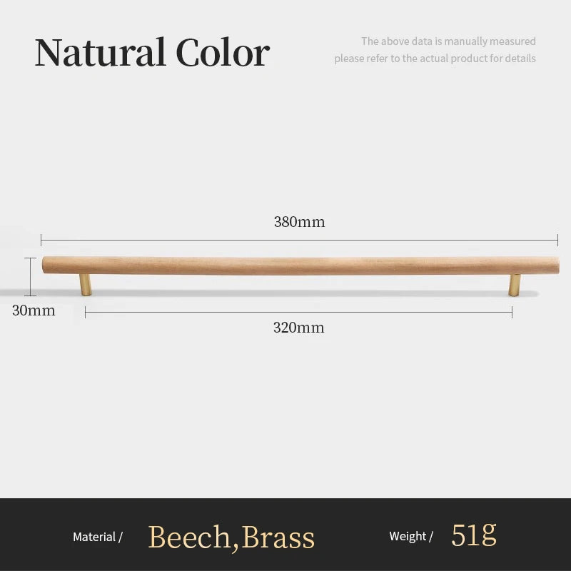 Nordic Walnut Wood Handle T bar Drawer Knobs Cupboard Long Pulls Kitchen Cabinet Door Handle Furniture Decorate Pulls and Knob