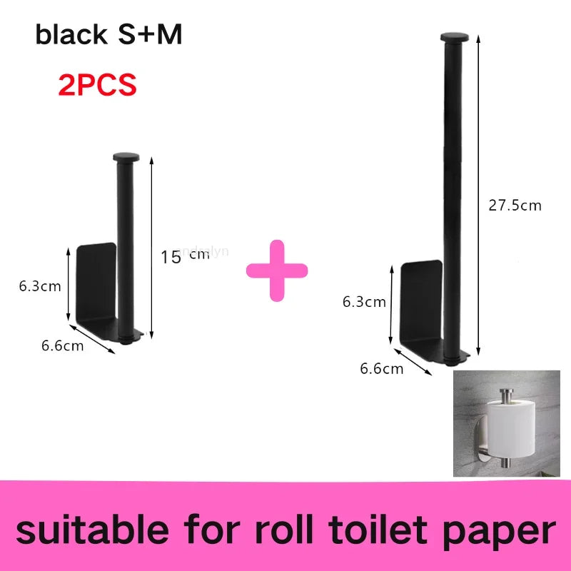 Stainless Steel Self-Adhesive Towel & Toilet Roll Holder – No Drills