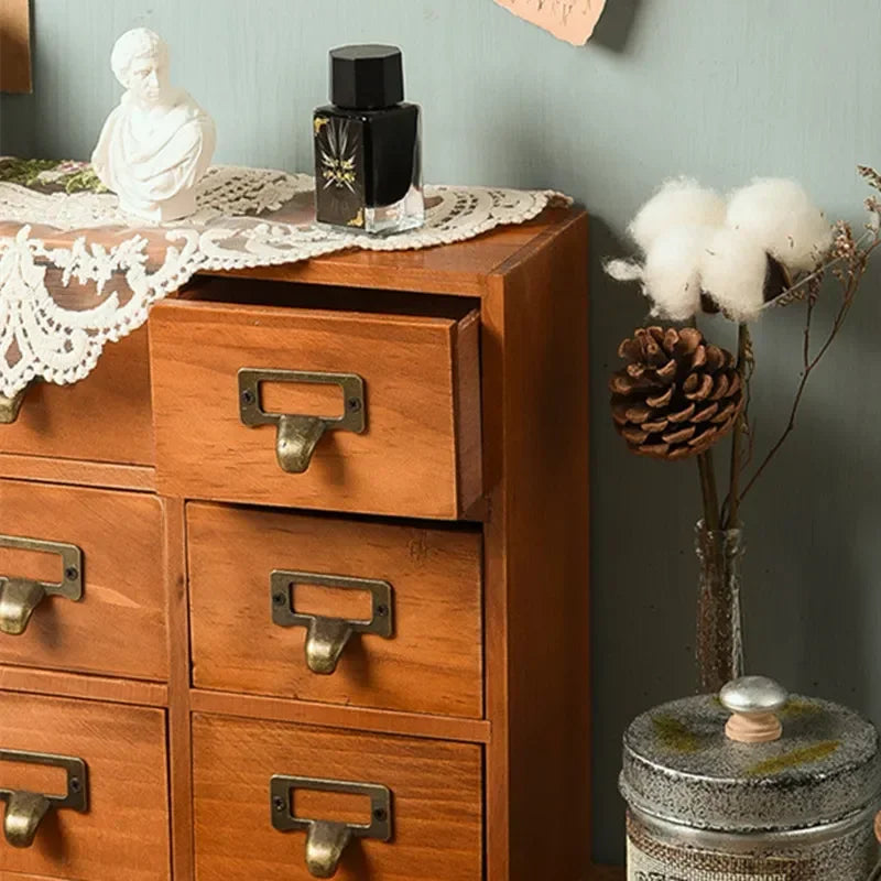 Retro 3-Tier Wooden Storage Drawer Organizer
