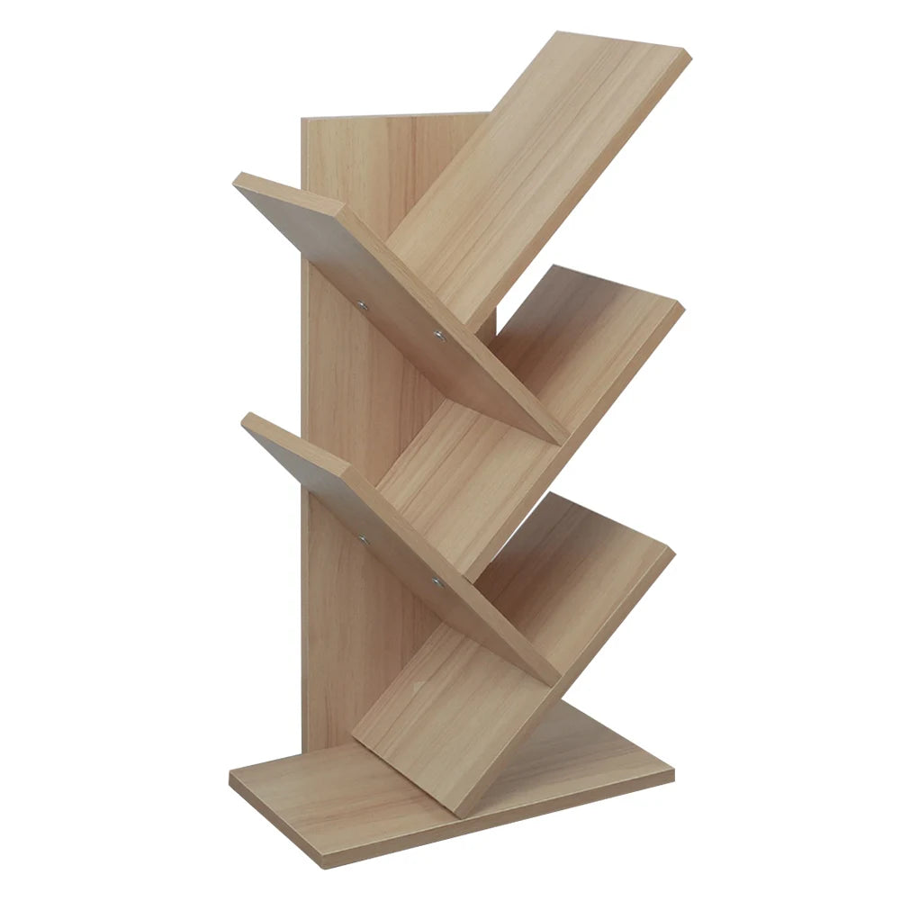 【Breeins】Rustic Standing Tree Bookshelf Wood Display Rack For Home Office Decoration Storage Organizer Shelf Bookcase