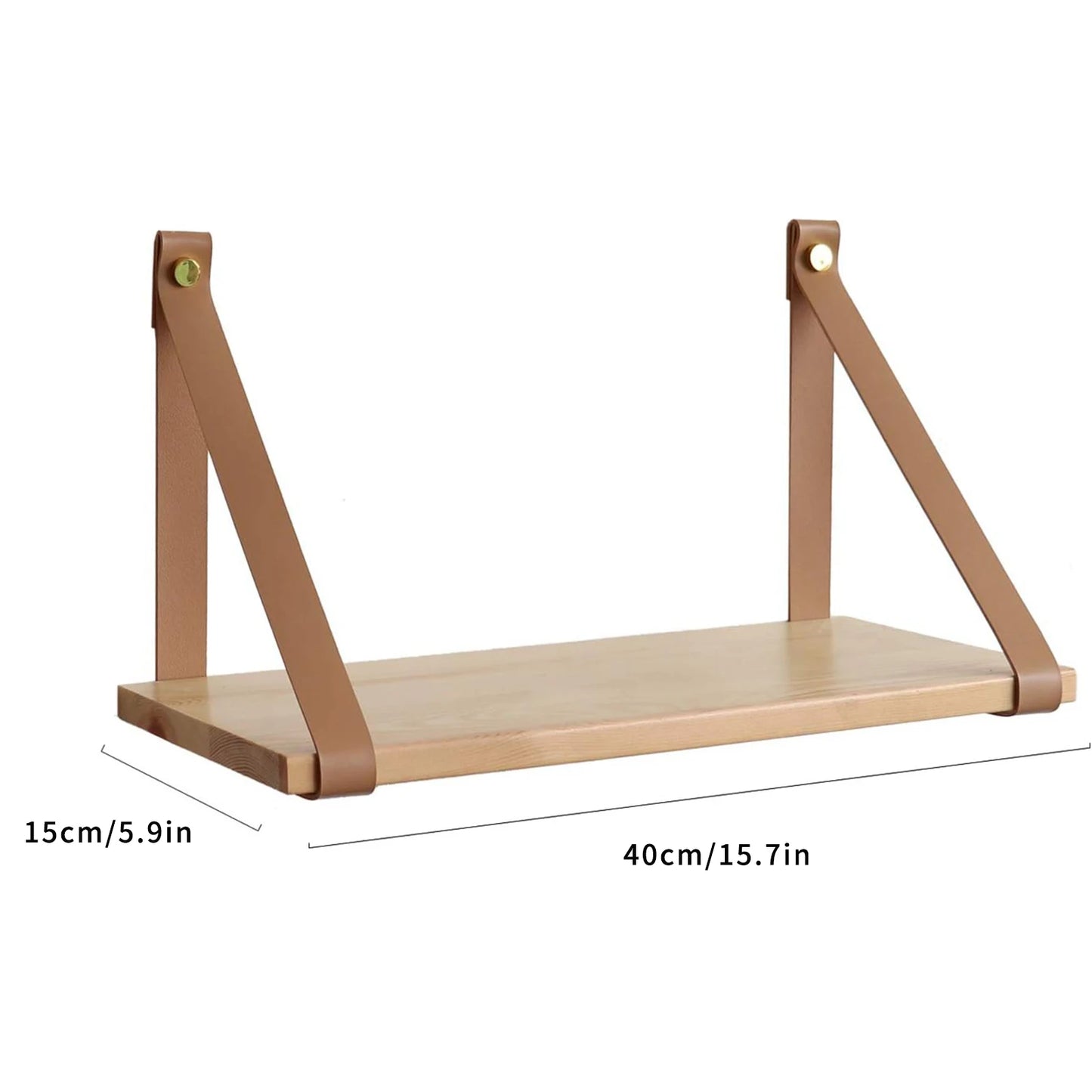 Wood Floating Storage Shelves With Leather Strap For Bedroom Living Room Set of 1pcs Wall Hanging Storage Shelf for Magazine