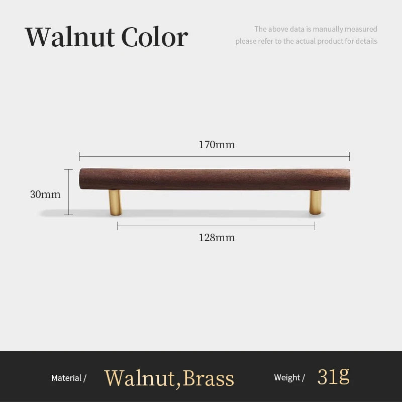 Nordic Walnut Wood Handle T bar Drawer Knobs Cupboard Long Pulls Kitchen Cabinet Door Handle Furniture Decorate Pulls and Knob