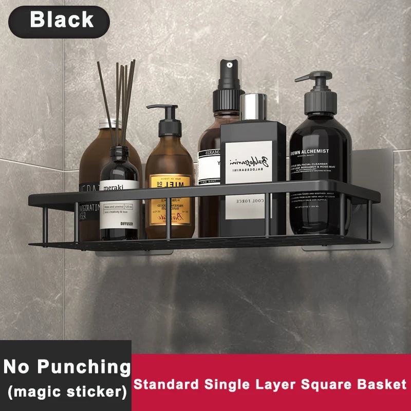 Minimalist Aluminum Wall-Mounted Bathroom Shelf