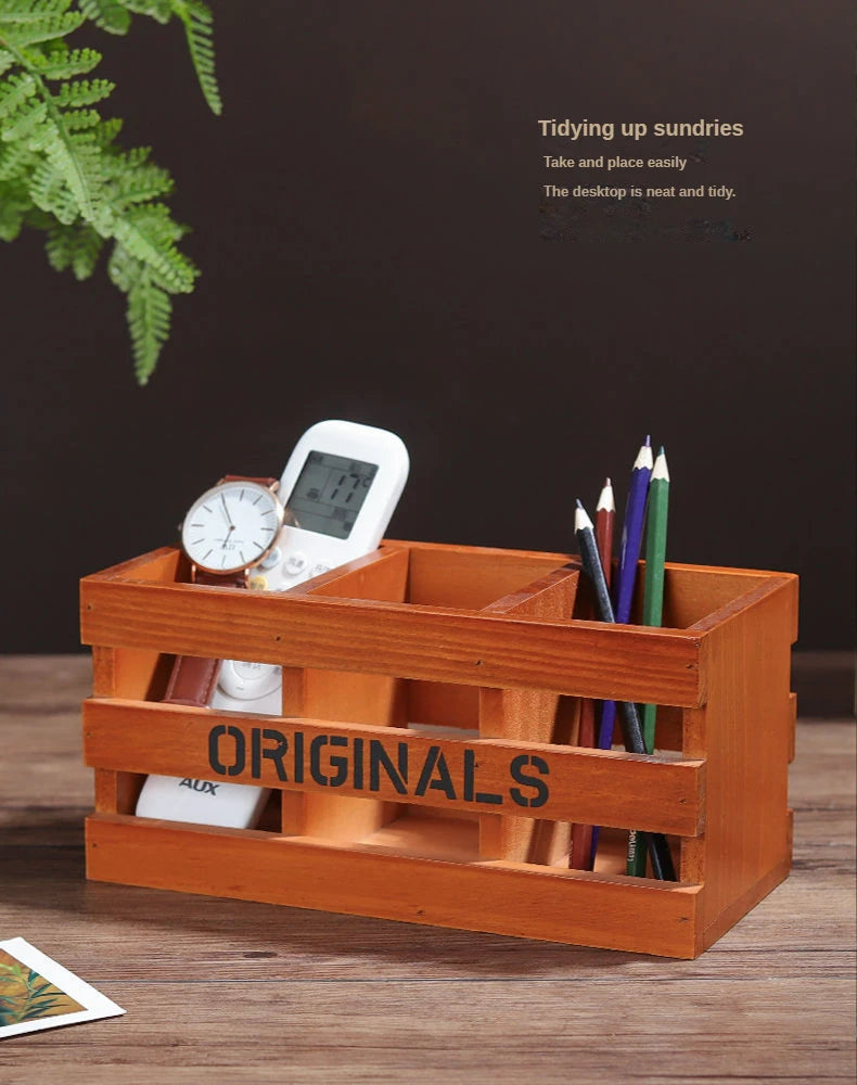 Vintage Wooden Desktop Organizer