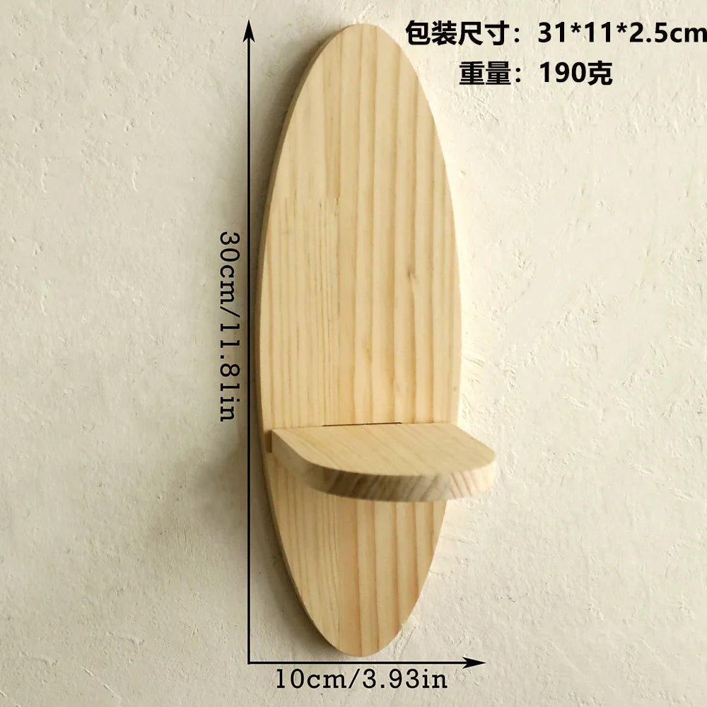 Oval Solid Wood Floating Shelf