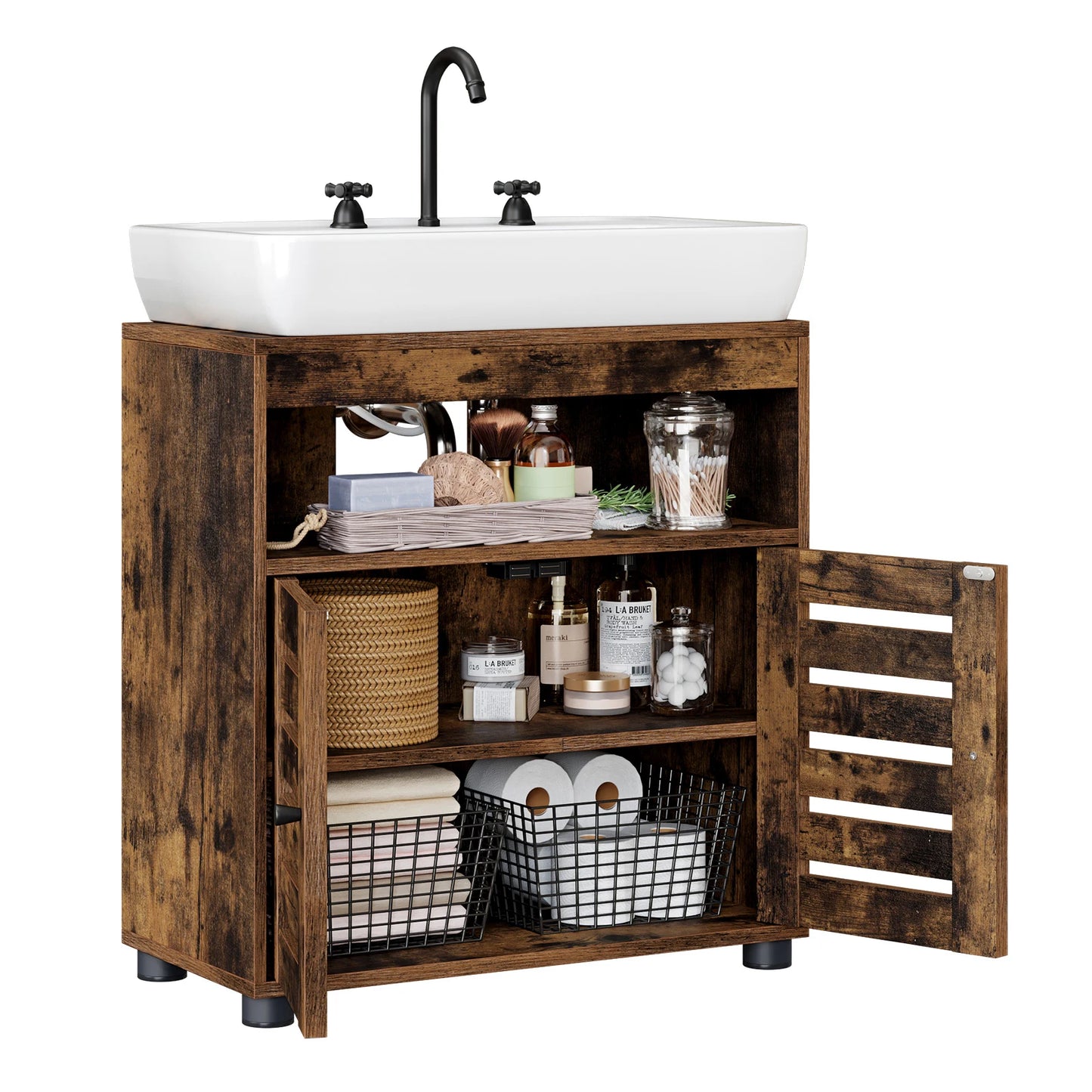 Rustic Wood Bathroom Cabinet
