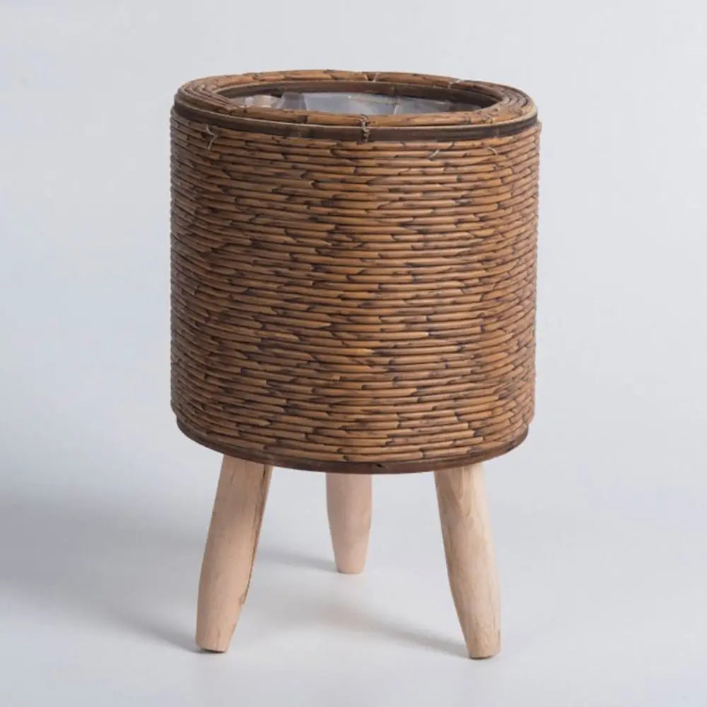 Fashion Rattan Woven Flower Pot Creative Flower Planters With Removable Legs Durable Hand Wove Plant Stand