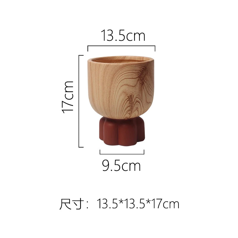 Nordic Colorful Flower Pots Retro Wood Grain Painted Phalaenopsis Succulent Household Internet Celebrity Indoor Breathable