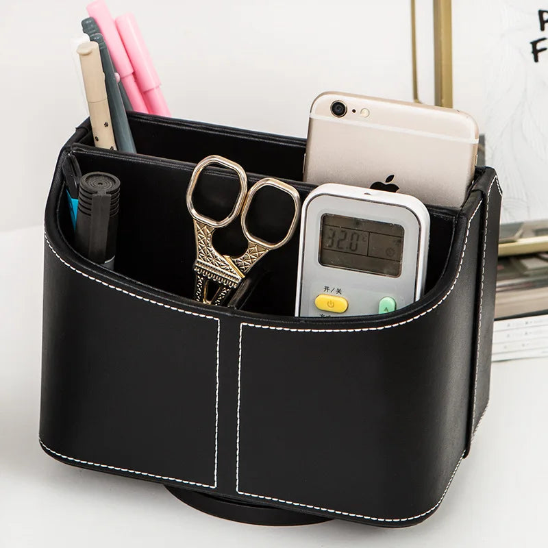 Business Leather Pen Holder Makeup Brush Storage Box Living Room Desktop Storage Office Desktop Storage Box