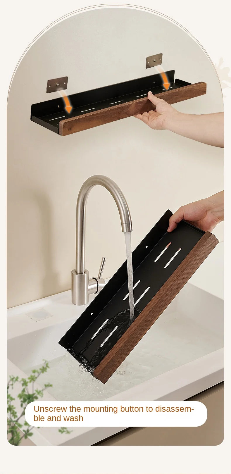 Wall-Mounted Wooden Kitchen Storage Rack