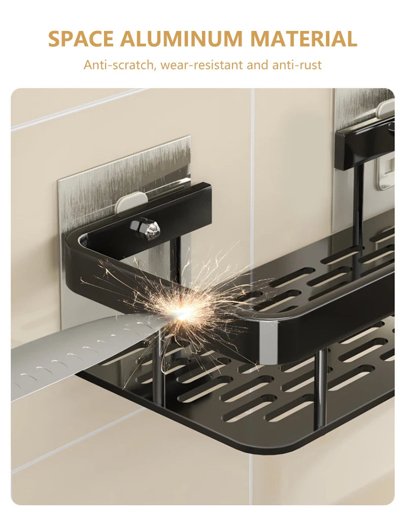 Minimalist Aluminum Wall-Mounted Bathroom Shelf