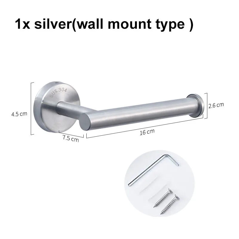Punch-Free Stainless Steel Toilet Paper Holder