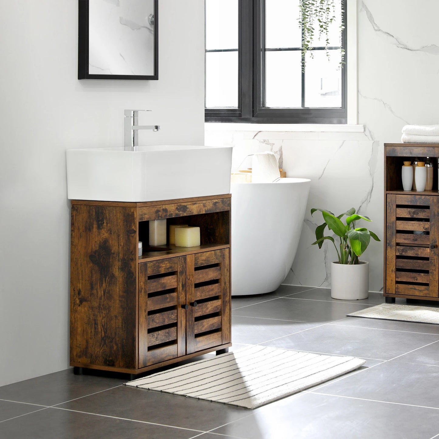 Rustic Wood Bathroom Cabinet