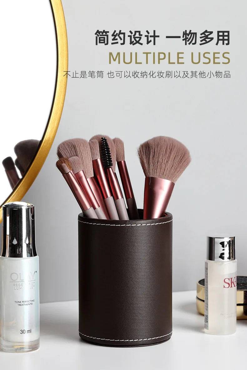 Business Leather Pen Holder Makeup Brush Storage Box Living Room Desktop Storage Office Desktop Storage Box