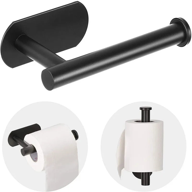 Stainless Steel Self-Adhesive Towel & Toilet Roll Holder – No Drills