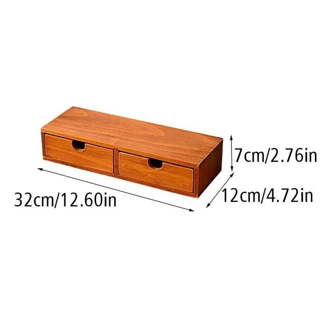 Retro Wooden Drawer Desk Organizer
