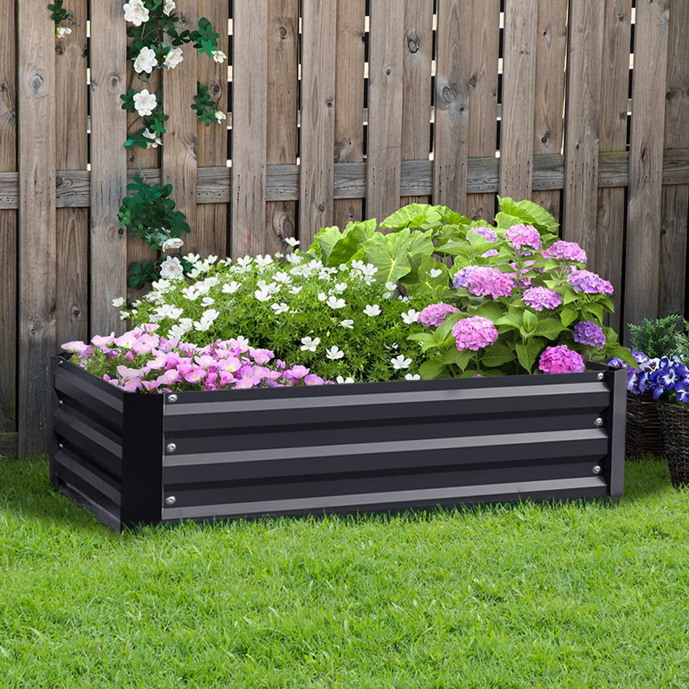 【Breeins】Metal Raised Garden Bed, Rectangle Raised Planter for Flowers Plants, Vegetables Herb