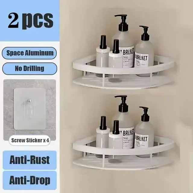 Bathroom & Kitchen Organizer – No-Drill 2-Tier Wall Shelf