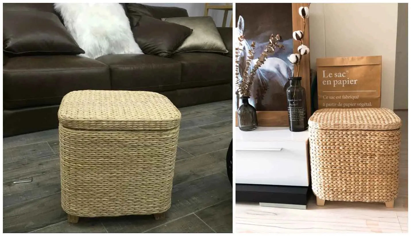 Handmade Straw Woven Stool, Porch Shoe Changing Stool, Living Room Sofa Footstool, Creative Storage Stool, Modern Furniture Seat
