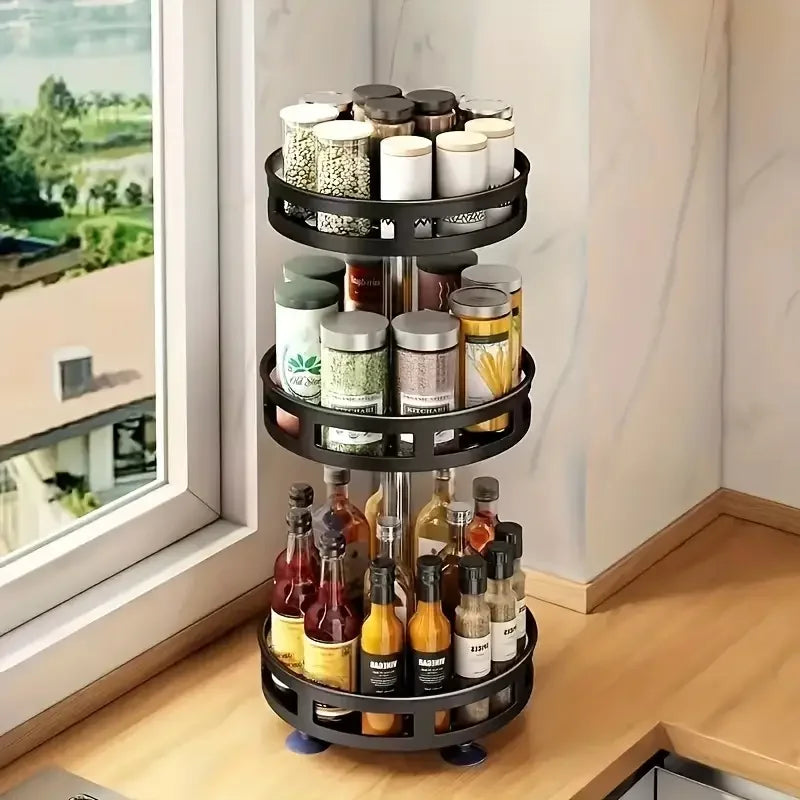 3-Tier Metal Rotating Organizer Spice Rack