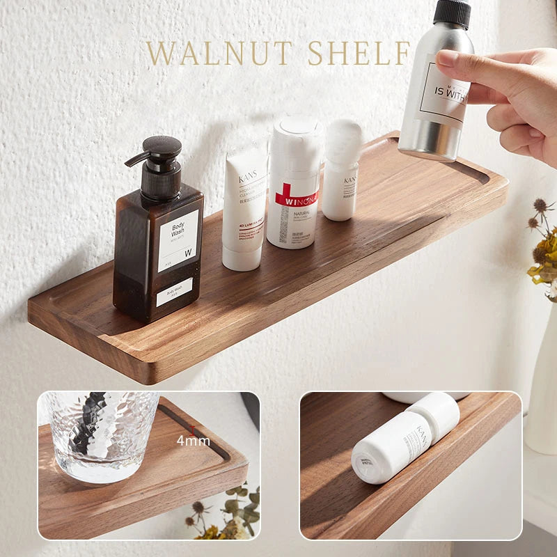 Walnut Wall-Mounted Storage Rack