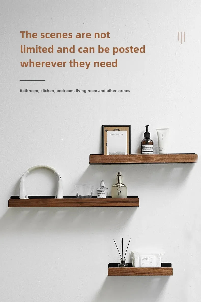 Wall-Mounted Wood Bathroom Shelf