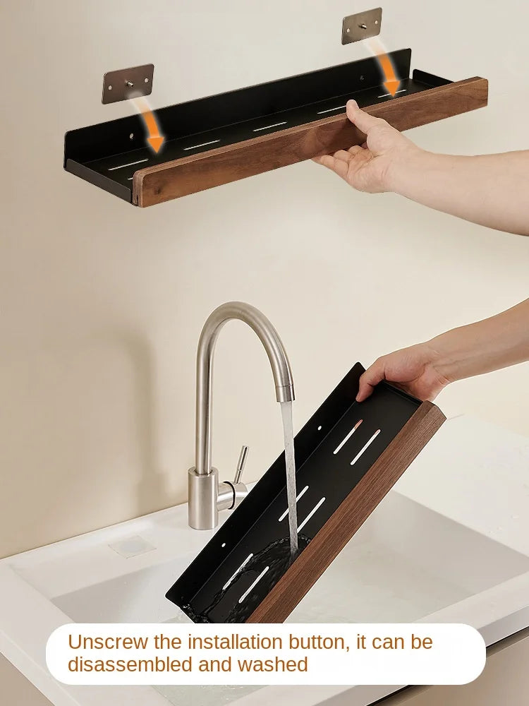 Wall-Mounted Wooden Kitchen Storage Rack