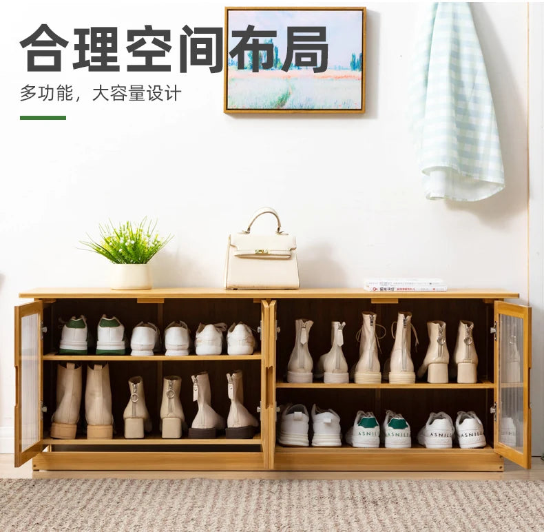 Home Entryway Shoe Bench Sit and Store Shoe Cabinet Breathable Dust-Proof Shoe Organizer Long Bench Shoe Rack for Doorway