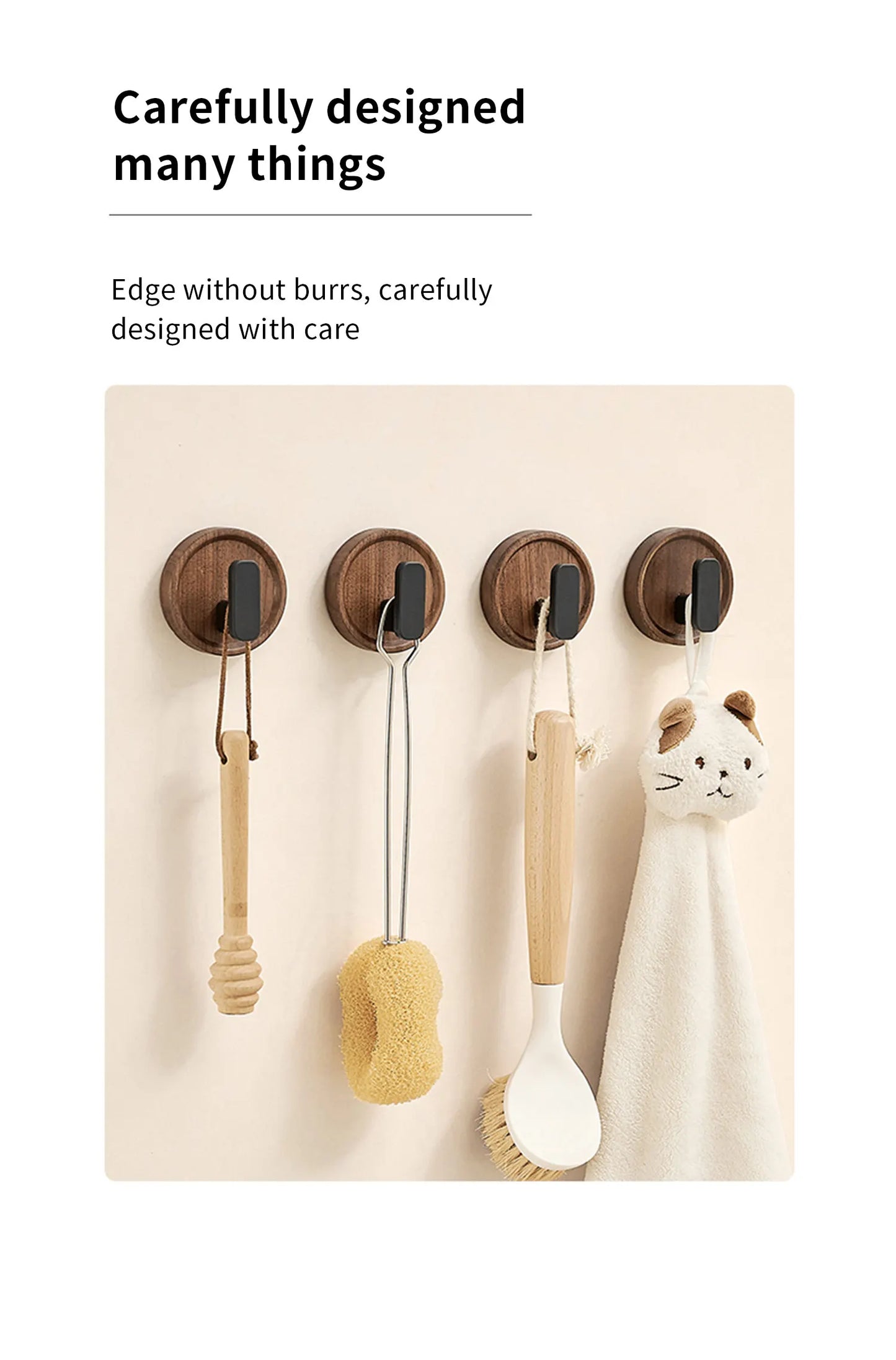 Walnut Wood Wall Coat Rack