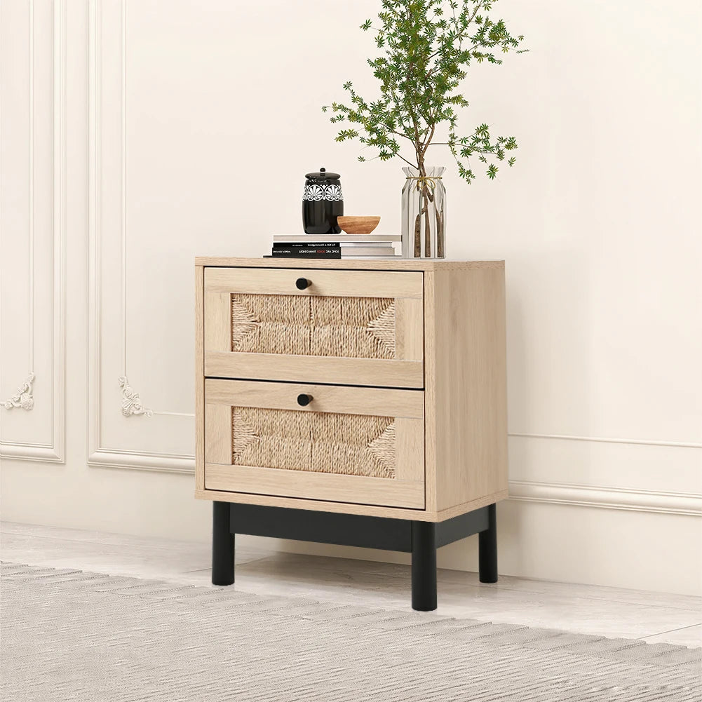 【Lifeideas】2/3-Drawer Woven Accent Cabinet Livingroom Bedroom Decoration Storage Shelf Modern Classic