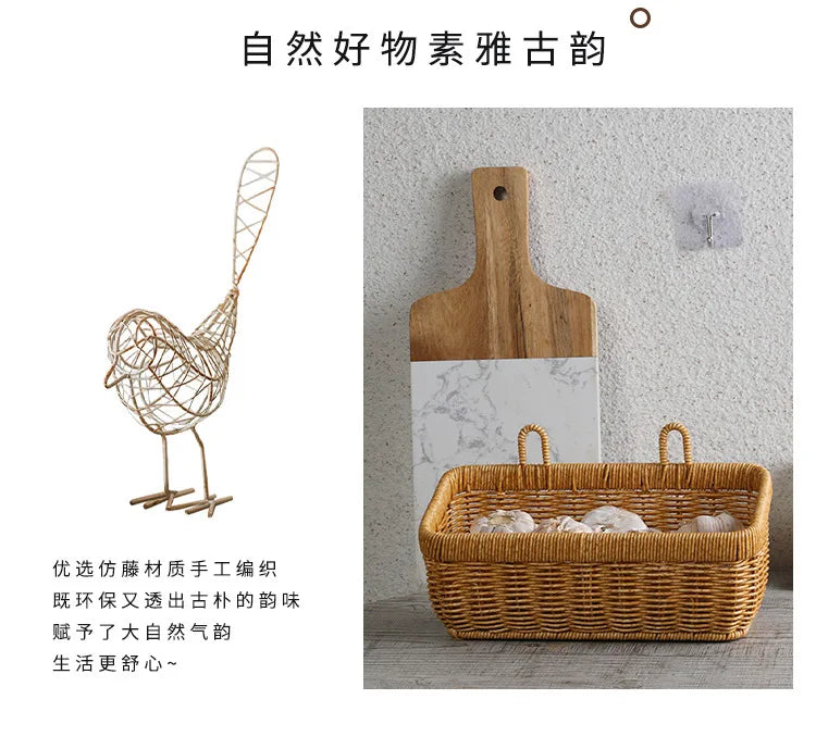 Wall Hanging Storage Basket Container Decorative Basket Hand Woven Kitchen Storage Basket for Garden Flower Pot Living Room