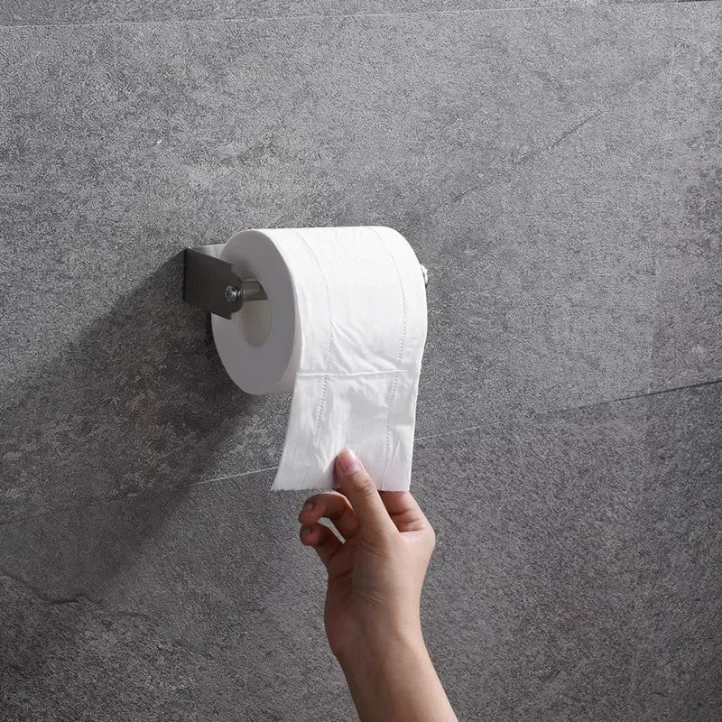 Stainless Steel Self-Adhesive Towel & Toilet Roll Holder – No Drills