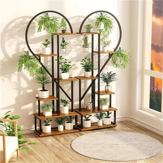 Heart-Shaped Wood & Metal Flower Display