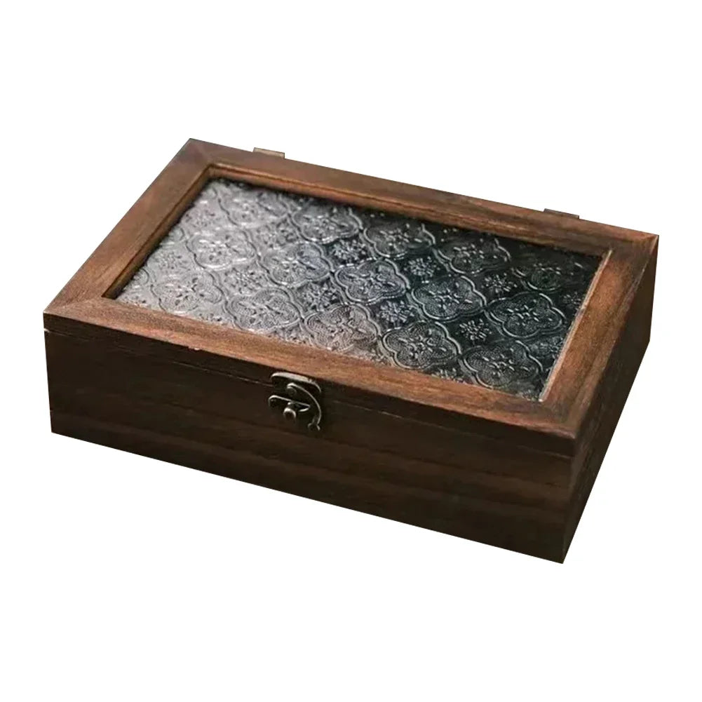 Retro Solid Wood Storage Box with Lid