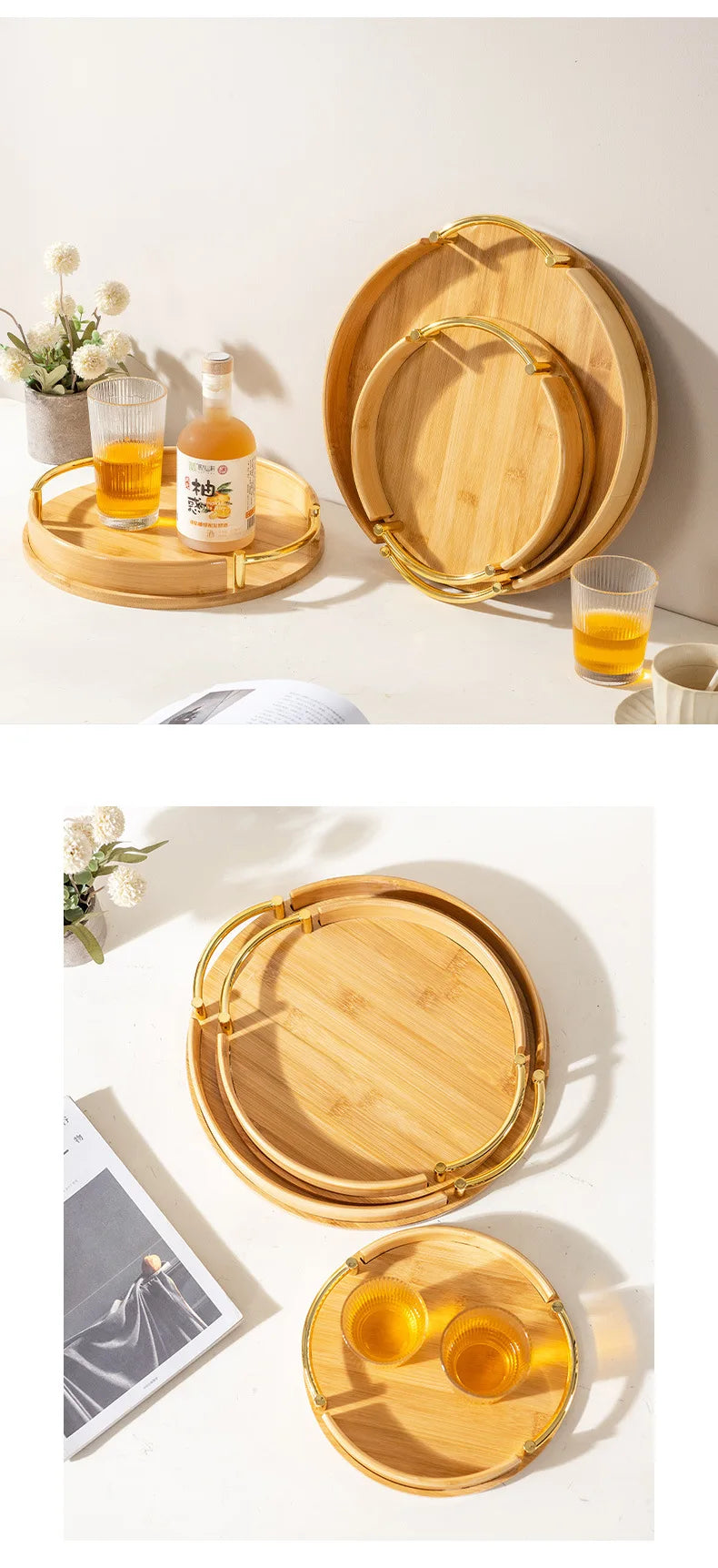 Modern Bamboo Round Tray
