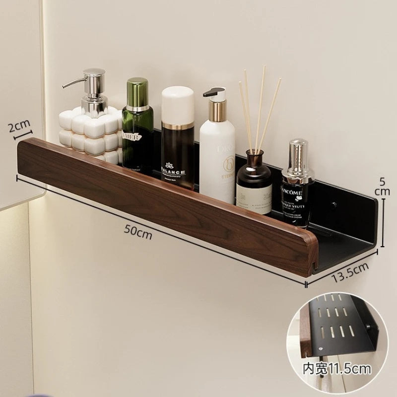 Walnut Wall-Mounted Toilet & Sink Rack
