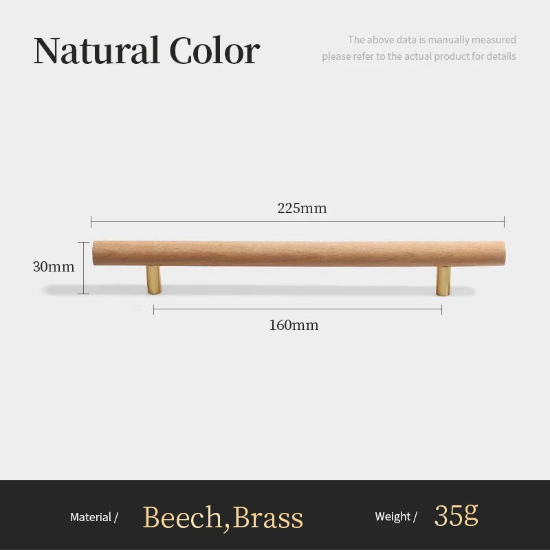 Nordic Walnut Wood Handle T bar Drawer Knobs Cupboard Long Pulls Kitchen Cabinet Door Handle Furniture Decorate Pulls and Knob