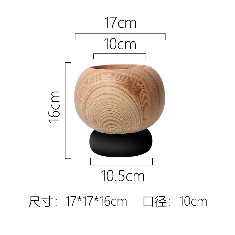 Nordic Colorful Flower Pots Retro Wood Grain Painted Phalaenopsis Succulent Household Internet Celebrity Indoor Breathable