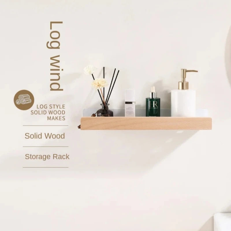 Wooden Wall-Mounted Bathroom Shelf