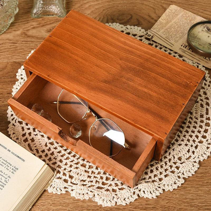 Retro Wooden Drawer Desk Organizer