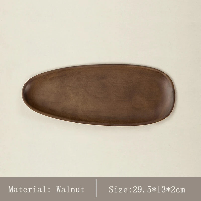 HeMu Black walnut solid wood shape tray Japanese irregular dessert dessert tray coffee saucer wooden household tray