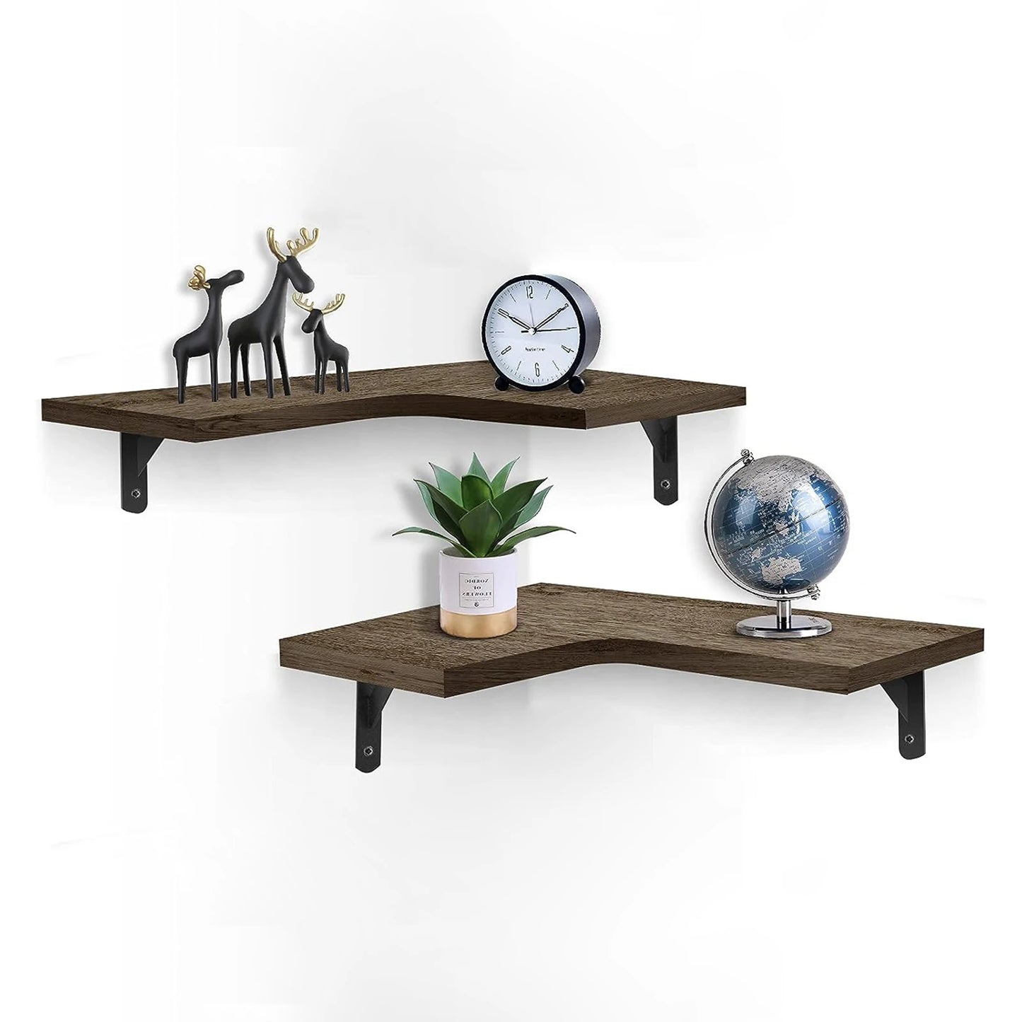 Rustic Wood Corner Floating Shelves