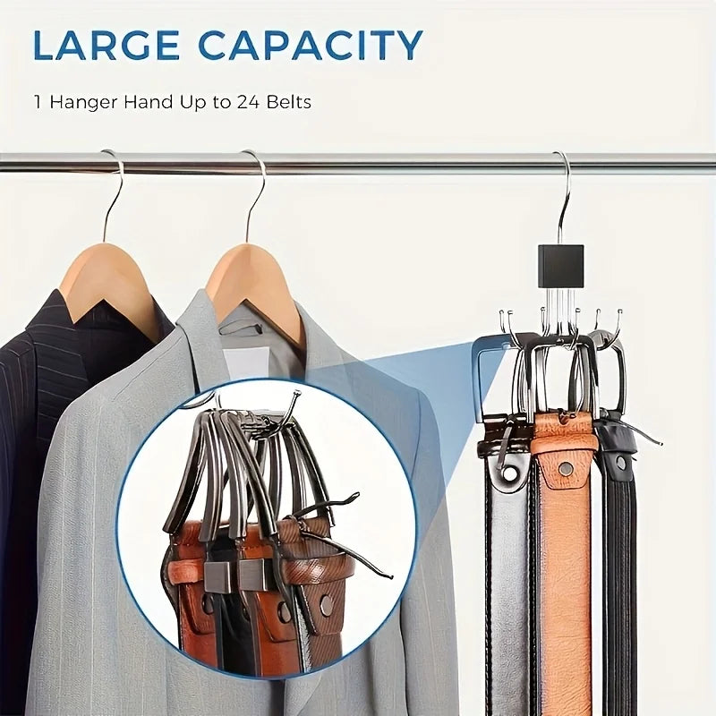Wood & Stainless Steel Belt Rack