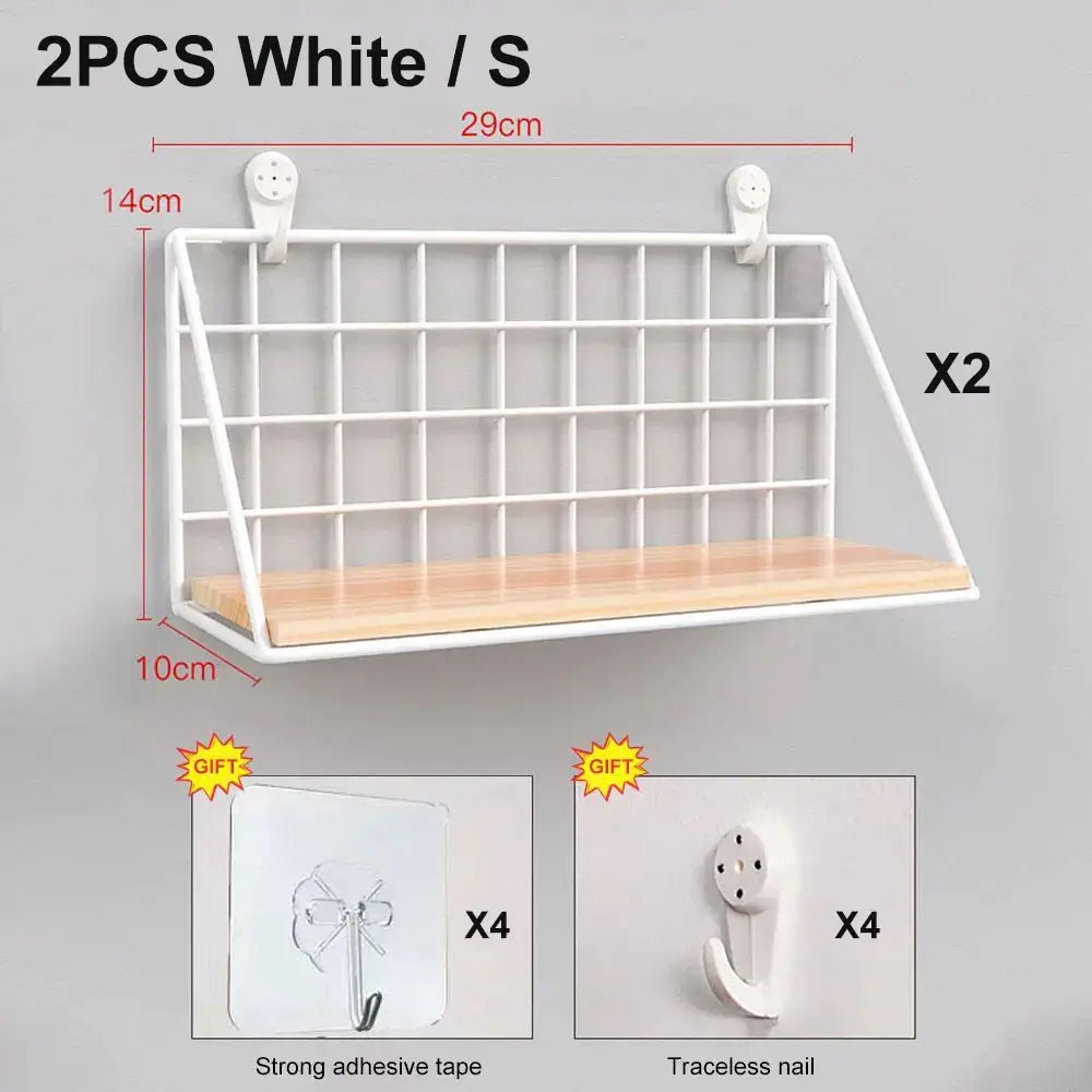 Wall Mounted Wood Hanging Shelves (no Drilling)